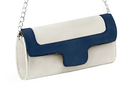 Off white and navy blue luxurious elegant clutch for ceremonies, weddings and evenings out.